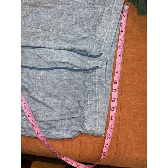 Athleta Cabo Linen Jogger Pants Size 12 Light Blue Elastic Waist & Drawstring WO - Picture 6 of 9